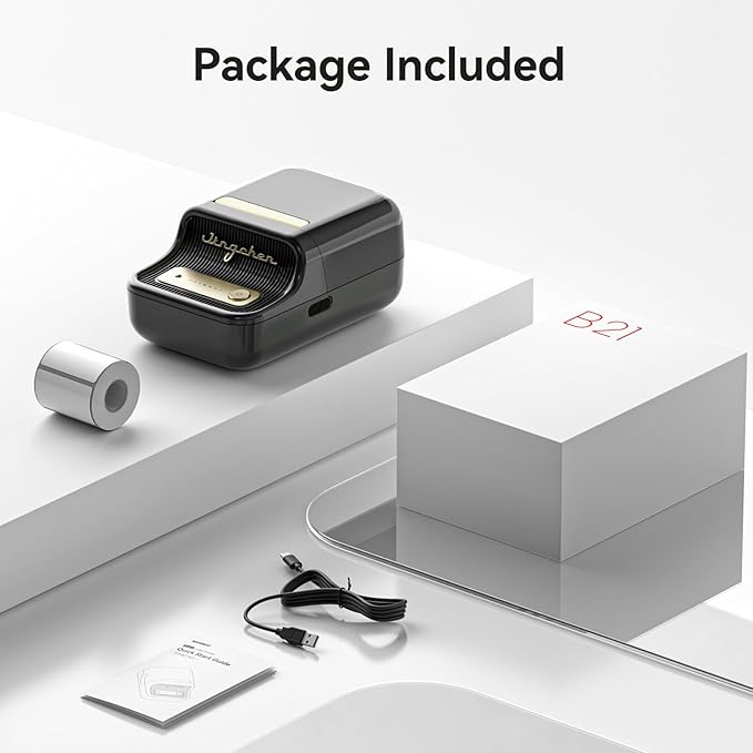 NIIMBOT B21 Label Maker, Portable Bluetooth Label Printer for Small Business, Sticker Maker with Tape for Gift Barcode, Clothing, Retail, Bakery, Mailing, Candles, Jewelry, Craft Organizing, Black