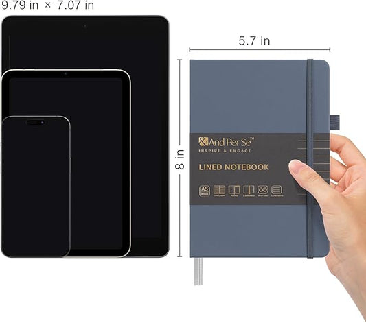 &And Per Se Lined Journal Notebook, 160 Pages, A5 5.7 x 8 inches College Ruled Thick Paper Notebook Journals for Writing, Hardcover Notebooks for Women Men Office School (1 Pack, Dark Blue)