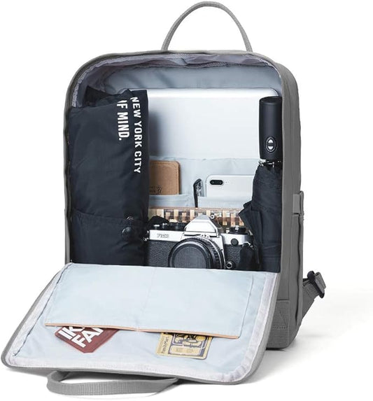 KALIDI Casual Laptop Backpack 15 Inches Classic Camping Rucksack Travel Outdoor Square Daypack College Hiking Gym Bag, Grey