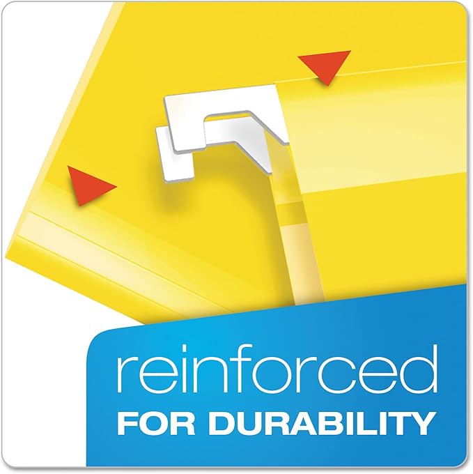 Pendaflex Extra Capacity Reinforced Hanging Folders, 2", Legal Size, Yellow, 1/5 Cut, 25/BX (4153x2 YEL)