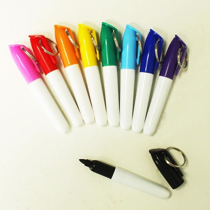 SKKSTATIONERY 36-Pcs Mini Dry Erase Markers with Key Ring, Whiteboard Markers, Marker Pens 3.5'', Markers