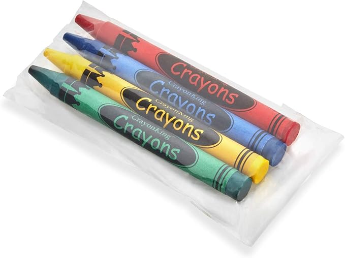CrayonKing 50 Sets of 4-Packs (200 Bulk Crayons) – Non-Toxic, Individually Wrapped, Perfect for Parties, Restaurants, Classrooms & More