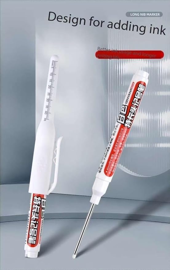 Long Head Deep Hole Marker, 20mm/30mm/45mm head deep hole marker 2025 Upgrade, Permanent, Quick-dry, Waterproof Long Nib, Colorful Carpenter Deep Reach Markers, 4 Color Set (45MM LONG HEAD)