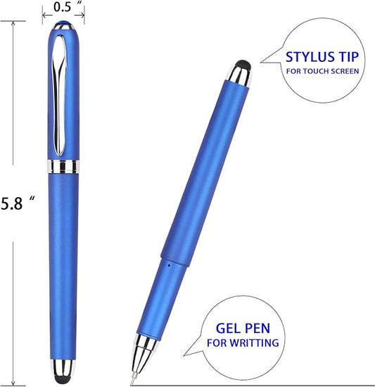 Gel Ink Rollerball Stylus Pen - 18 Pack,0.38mm Gel Pen Extra Fine Point,2 in 1 Capacitive Stylus Pen,Blue Ink,Writing Smoothly for Office,Business,Gift,Metal Silver Clip
