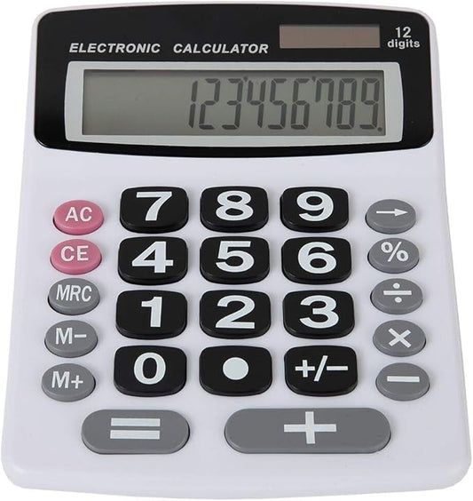 Lily' Home Jumbo 12 Digit with Solar Power, Large LCD Display - Desktop Calculator, Dual Power, Large Button Design, Battery Operation, Easy-to-Read Tilted, for Home, Office, School, Class & Business