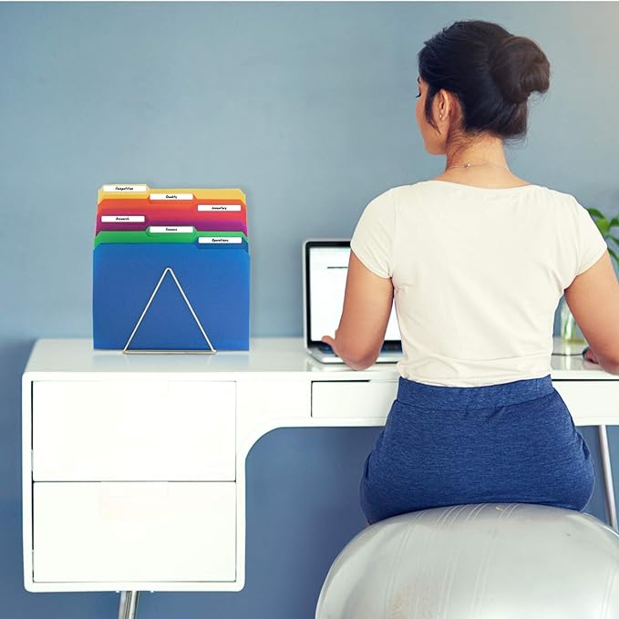 Dunwell Plastic Colored File Folders (24 Pack), Colorful 1/3 Tab Filing Folders for Letter Size Documents, Manila Sleeves 8.5 x 11, Acid-Free Poly for Long Term Storage, Includes Labels