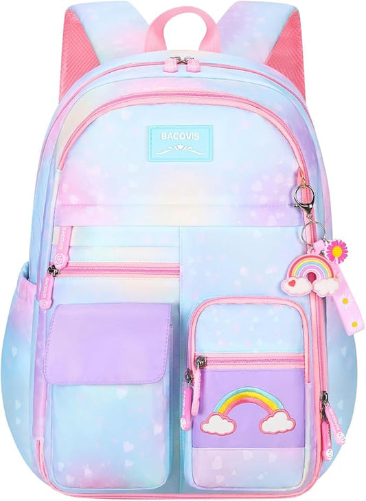 Girls Backpack,Backpacks for Girls,Kids Backpack with Compartments Elementary School Bag For Girls School Backpack (Blue)