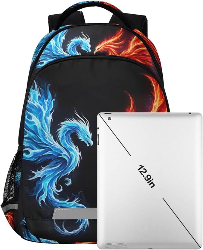 Dragon Phoenix Backpack for Boys Girls Elementary School Bag Kids Bookbag Travel Rucksack