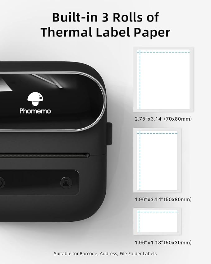 Phomemo M220 Label Makers, 3 Inch Portable Label Maker Machine with 3 Roll Labels, Wireless Thermal Label Printer for Address, Labeling, File Folder Label, Home Organizing