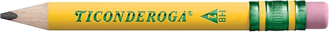 Ticonderoga My First Short Triangular Wood-Cased Pencils, #2 HB Soft, With Erasers, Yellow, 12 Count