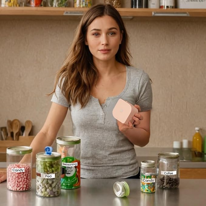 Phomemo Label Maker Machine with Tape, P12 Portable Bluetooth Label Maker Thermal Mini Label Printer with Multiple Templates for Home, Office, Kitchen, Storage, Organizing, Pink