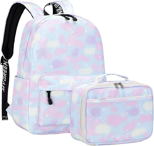 Lohol Galaxy Backpack for School Travel, Lightweight BookBag for Girls Kids