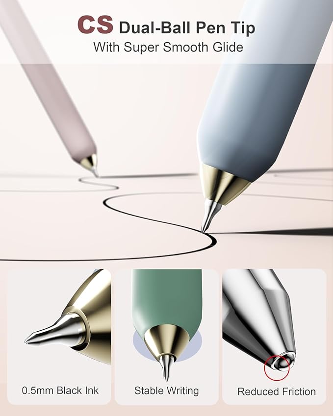 SUNEE Gel Pens, 6 Pack 0.5mm Pens Fine Point Smooth Writing Pens with Quick-Dry Black Ink, Cute Aesthetic School Office Note-Taking Pens for Journaling - Morandi