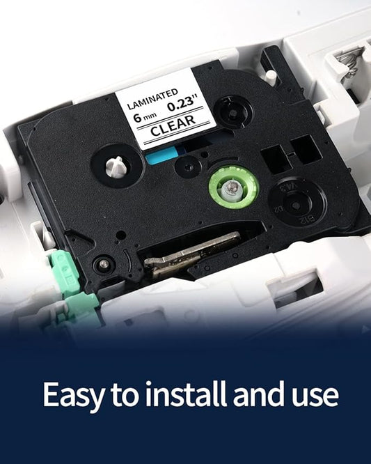 Wonfoucs PTouch 6mm 1/4" (0.23") Laminated TZ Tape Replace for Brother TZe-211 TZe211 TZ-211 TZ211 P Touch Label Tape Narrow Work with Brother Label Maker PTD220 PTH110 PTD210 PT-D202, 8m, 4-Pack