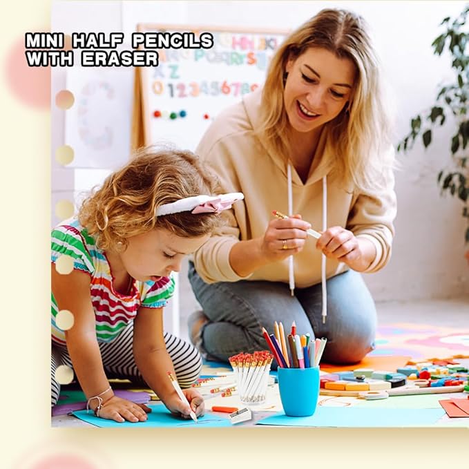 320 Pieces Golf Pencils Half Pencils Bulk with Eraser HB Small White Pencil with 2 Pencil Sharpeners for School Office Writing Bridal Wedding