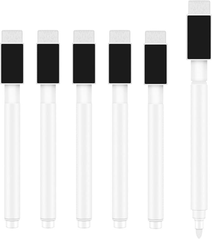 5 Pcs White Dry Erase Markers Magnetic Dry Erase Marker with Eraser Cap Mini Dry Erase Markers for Blackboard (5)