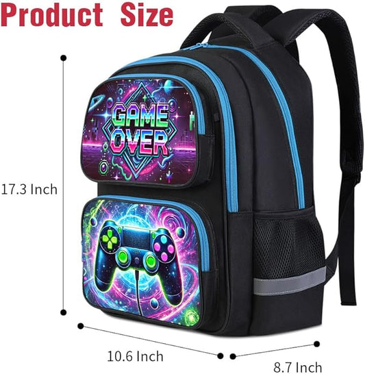 Kids Backpack for School - 17 Inch 3D Reflective Cartoon Bookbag with Dual Zippers, Ergonomic Design for Boys & Girls Ages 6-18 | Durable 600D Polyester Children's Backpack