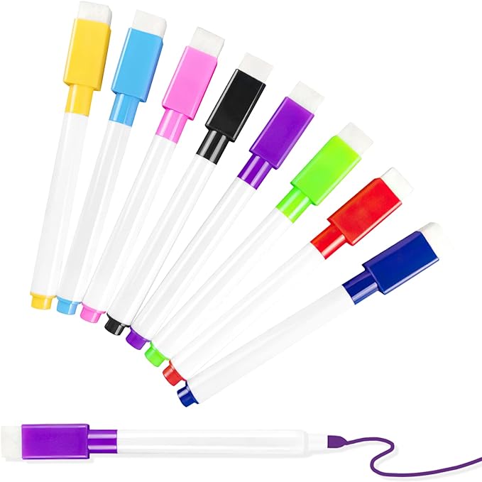 25 Pcs Colorful Magnetic Dry Erase Markers with Eraser Cap, White Board Mini Dry Erase Markers Bulk, Fine Point Tip Student White Board Markers for Teachers Office School Supplies