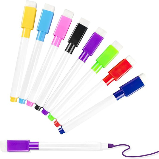 25 Pcs Colorful Magnetic Dry Erase Markers with Eraser Cap, White Board Mini Dry Erase Markers Bulk, Fine Point Tip Student White Board Markers for Teachers Office School Supplies