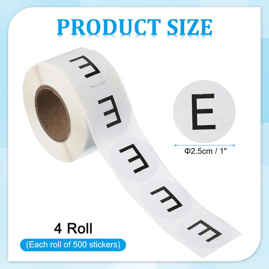 PATIKIL 1" Letter E Stickers, 4 Rolls Self-Adhesive Alphabet Round Circle Dots Labels for Organization Storage Inventory Boxes Scrapbook Craft 2000 Pcs Total