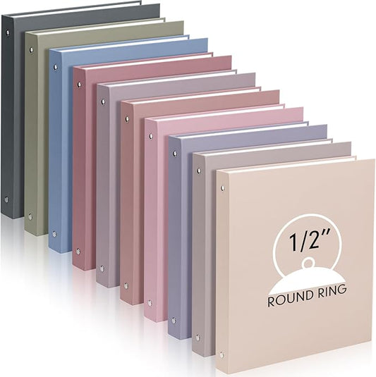 Ctosree 10 Pack Colored 3 Ring Binder with 2 Pockets Hardcover Loose Leaf Binder for Women Men Teacher Student School Office Home Supplies, Fits 11 x 8.5 Size Paper, 10 Colors(0.5",Sweet Color)