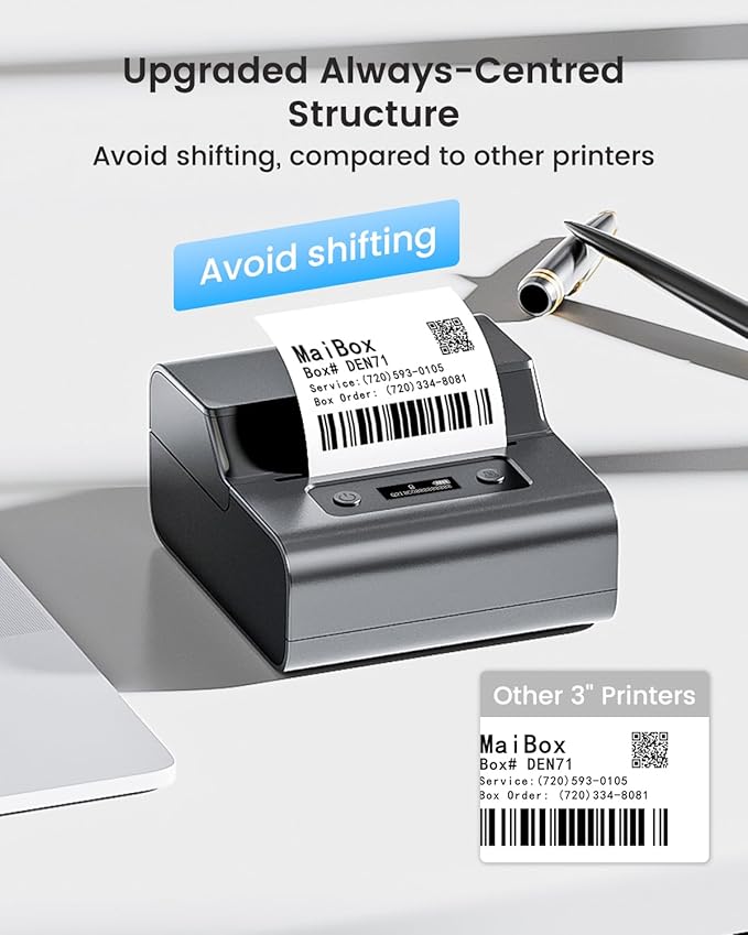 Phomemo M221 Label Maker, New Upgraded 3 Inch Bluetooth Thermal, Easier & More Stable, for Product, Address, Barcode, Small Business, Portable Label Printer DIY on Phone/PC, Space Gray,+100 Labels
