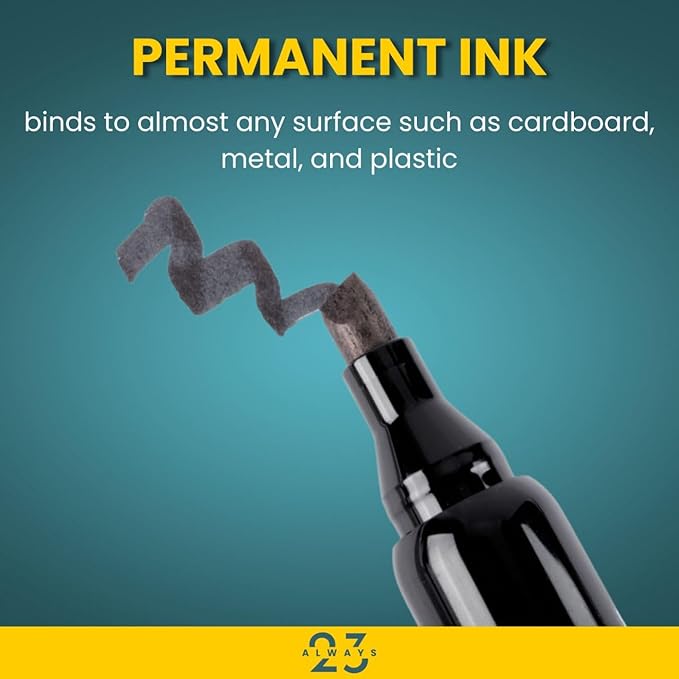 Always23 Chisel Tip Permanent Marker - Black, 12 Pack