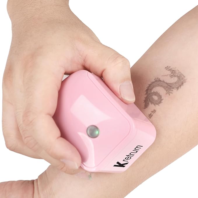 Mini Portable Handheld Temporary Tattoo Printer for iOS & Android APP Label Qrcode Barcode Printer (Pink)