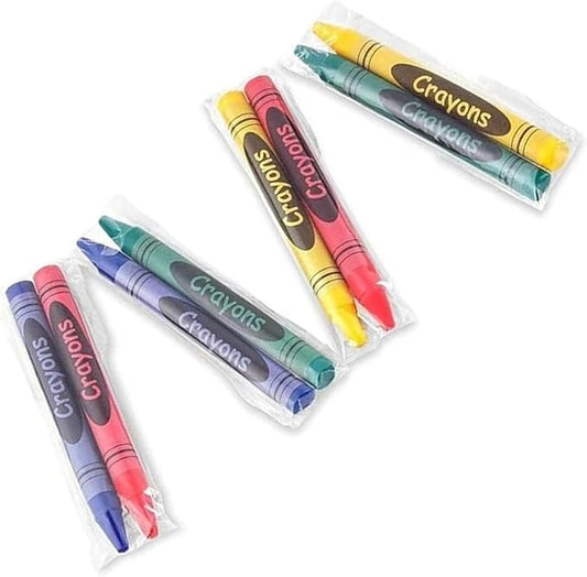 CrayonKing 1,000 Sets of 2-Packs in Cello (2,000 Bulk Crayons) Pre-Wrapped for Restaurants, Parties, Classrooms, and Events – Kid-Safe, Assorted Colors, Easy to Distribute Non-Toxic Crayons