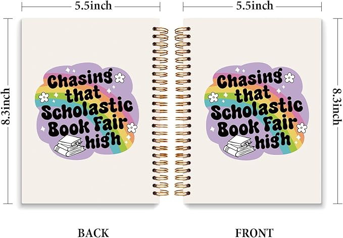 JXREQ Cute Rainbow Book Notebook Journal Bookish Gifts for Book Lovers, Journaling Notbooks for Work Office School Women Girls Gifts, Preppy Bookish Spiral Notebooks 5.5x8.3