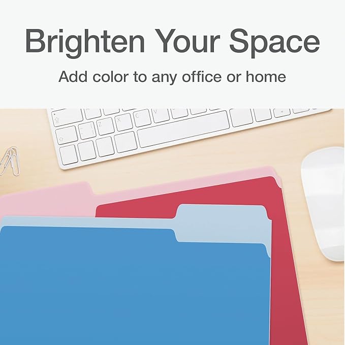 Pendaflex Colored File Folders Letter Size - 240 Pack of 12 Assorted Color Folders for Documents - 1/3-cut Tabs