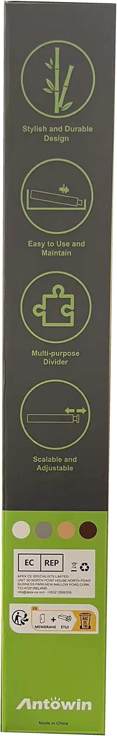 ANTOWIN Bamboo Drawer Dividers Organizers, Drawer Separators Splitter,13-17 inches Long Adjustable Spring-loaded Organizer for Large Utensil, Clothes, Tools Drawers (4+3)