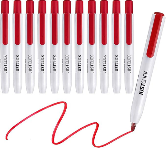 carrotez Retractable Dry Erase Markers, Click Dry Erase Whiteboard Markers, Bullet Tip, Thin Barrel, 12 Count, Red