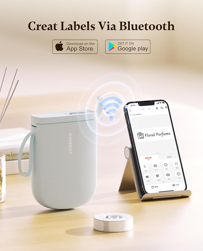 NIIMBOT Label Maker Bluetooth Mini Label Printer D11 2024 Version, Portable Label Maker with Tape Thermal Sticker Small Labeler, 300 DPI High Clearity Rechargeable, Blue