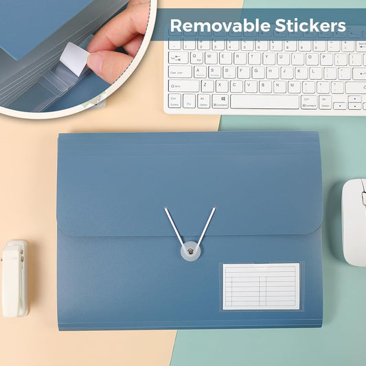 SKYDUE Expanding File Folder, Accordion File Organizer with 13 Pockets for A4/Letter Sized Paper, Accordion Folder with Labels - Document Receipt Organizer for Office, School, Home