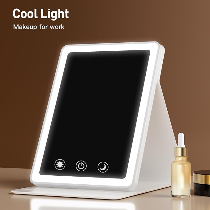 2025 Rechargeable Travel Makeup Vanity Mirror with 72 Led Lights,Portable Lighted Beauty Mirror,3 Color Lighting,Dimmable Touch Screen,Tabletop LED Folding Cosmetic Vanity Mirror Desk Table (2 Pack)