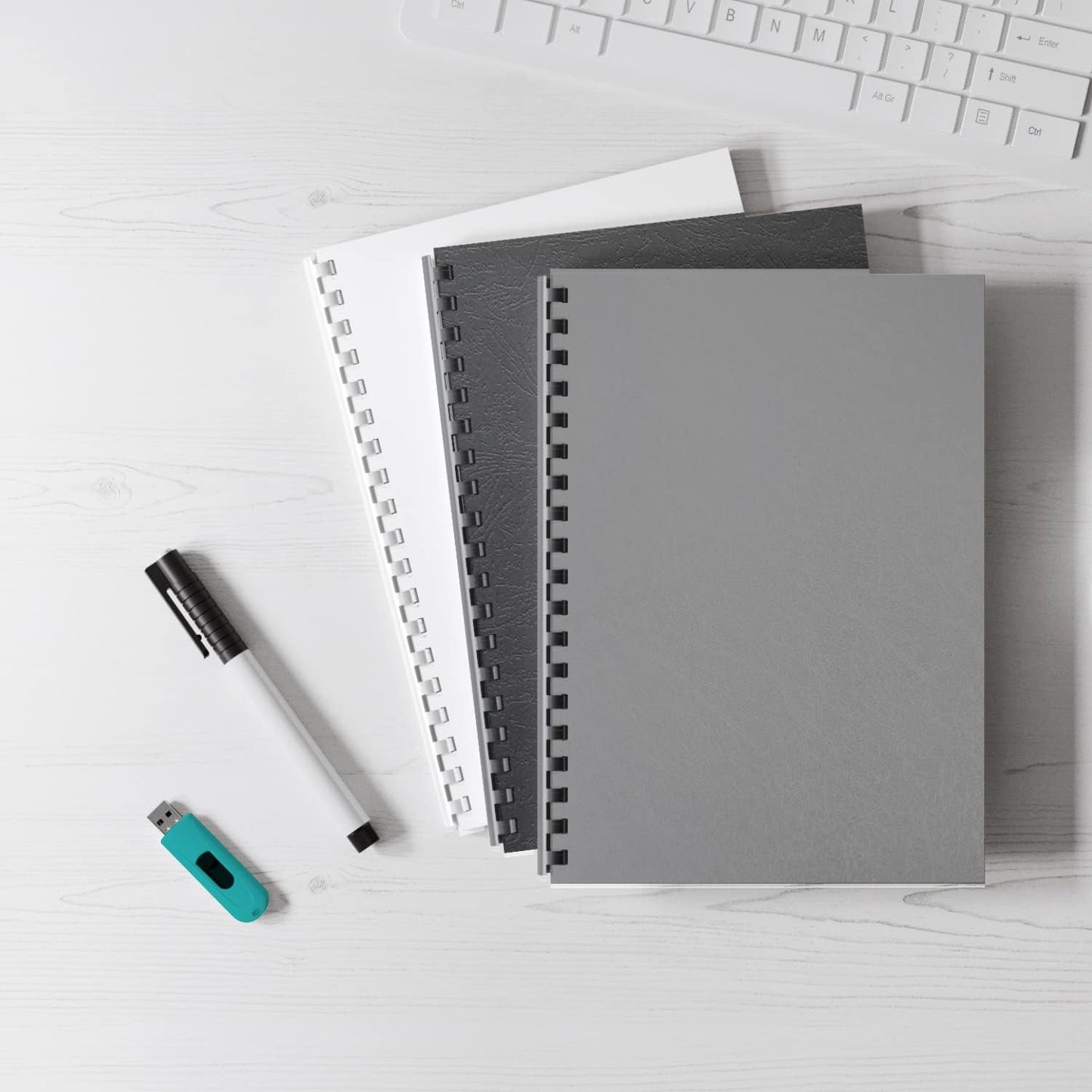 Binditek 50 Pack Plastic Binding Comb Spines, 1-1/4 Inch Diameter, 265 Sheet Capacity, 19 Ring, for Letter Size, Black, for Students and Coworkers