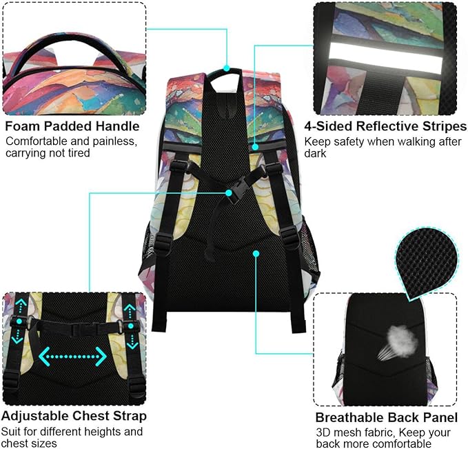 Watercolor Dragon Backpack for Boys Girls Elementary School Bag Kids Bookbag Travel Rucksack