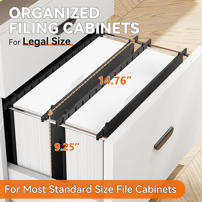 Plastic Legal Size Hanging File Folders,Heavy Duty 3" Expanding Hanging Folder, Reinforced Black Hang Folders Legal,Insert Gasket,Adjustable Tabs,Filing Cabinet Folder for Bulky Files,12 Pack