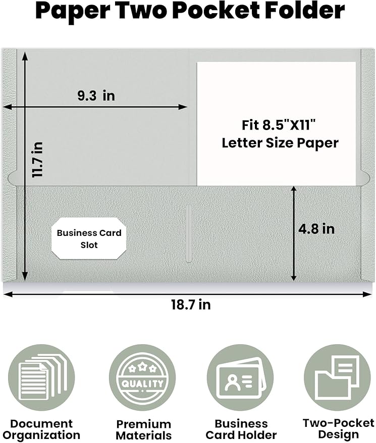SUNEE Folders with Pockets (25 Pack, Warm Gray), 2 Pocket Folders Fit Letter Size, Paper File Folder for School Office Home Business, Textured Paper