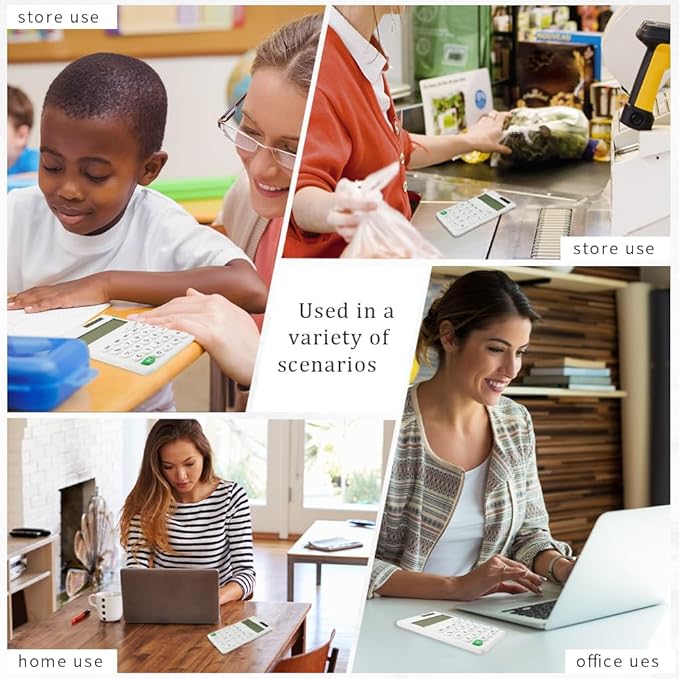 Basic Mini 4 Function Calculators,Calculator Small,Back to School First Day of School Supplies,Desk Calculator,White Solar Pocket Calculators for Students Home Office Middle