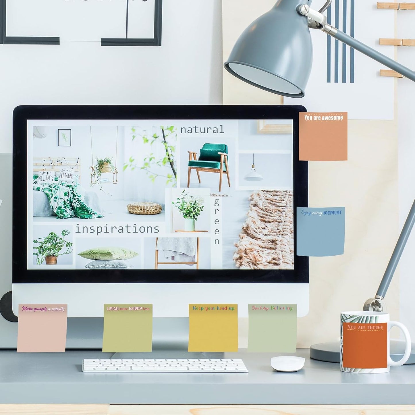 Zonon 12 Pieces Inspirational Sticky Notes 3 x 3 Inch Motivational Fun Notepads Positive Gifts for Teacher Nurse Coworkers Work Studying Supplies(Morandi Style)