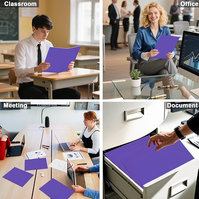 Folders with Pockets, LAYZZ 30 Pack Paper Pocket Folders, 2 Pocket Folders Fits Letter Size Paper, for School Office and Home (Purple)
