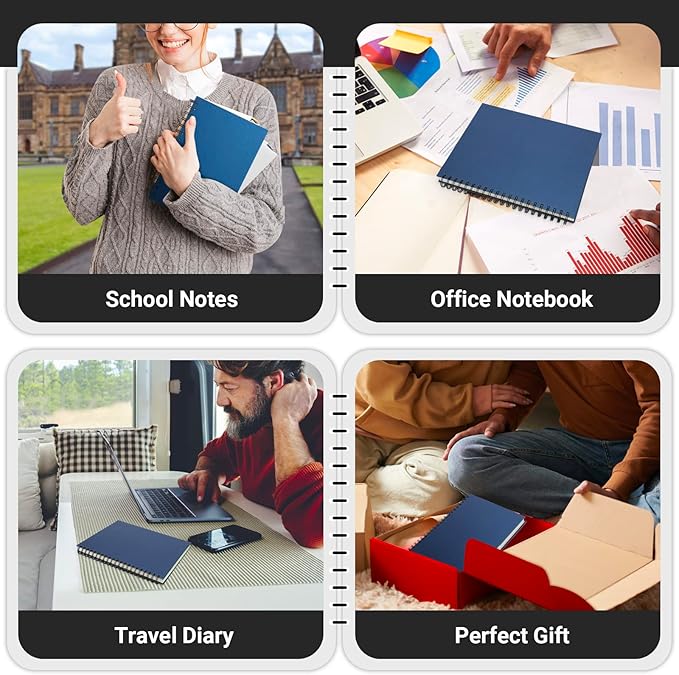 EUSOAR 5 Subject Notebook, 1pcs A5 5.5"x8.3" Spiral College Ruled Writing Pad, 100GSM 120Sheets/ 240Pages of Lined Paper, Thick Hardcover, for Journal Students, Office and Business, Royal Blue