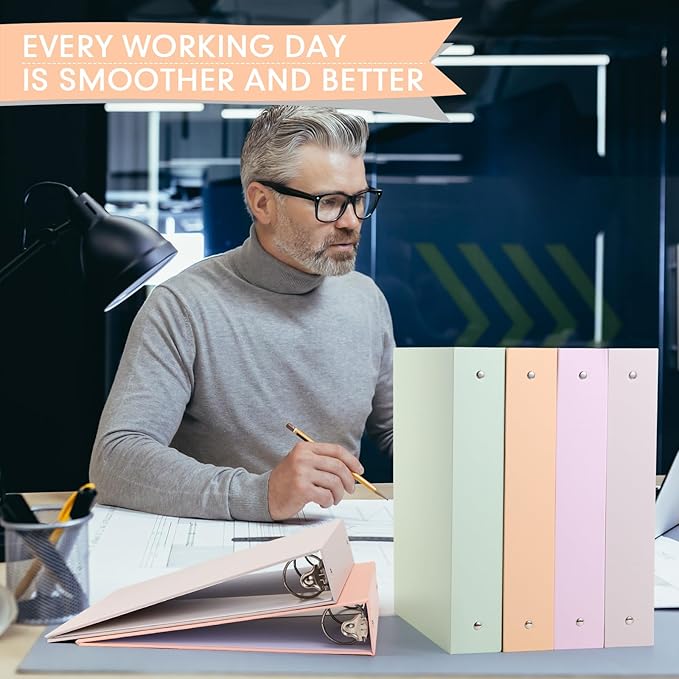 Ctosree 10 Pack Colored 3 Ring Binder with 2 Pockets Hardcover Loose Leaf Binder for Women Men Teacher Student School Office Home Supplies, Fits 11 x 8.5 Size Paper, 10 Colors(1.5",Fantasy Color)