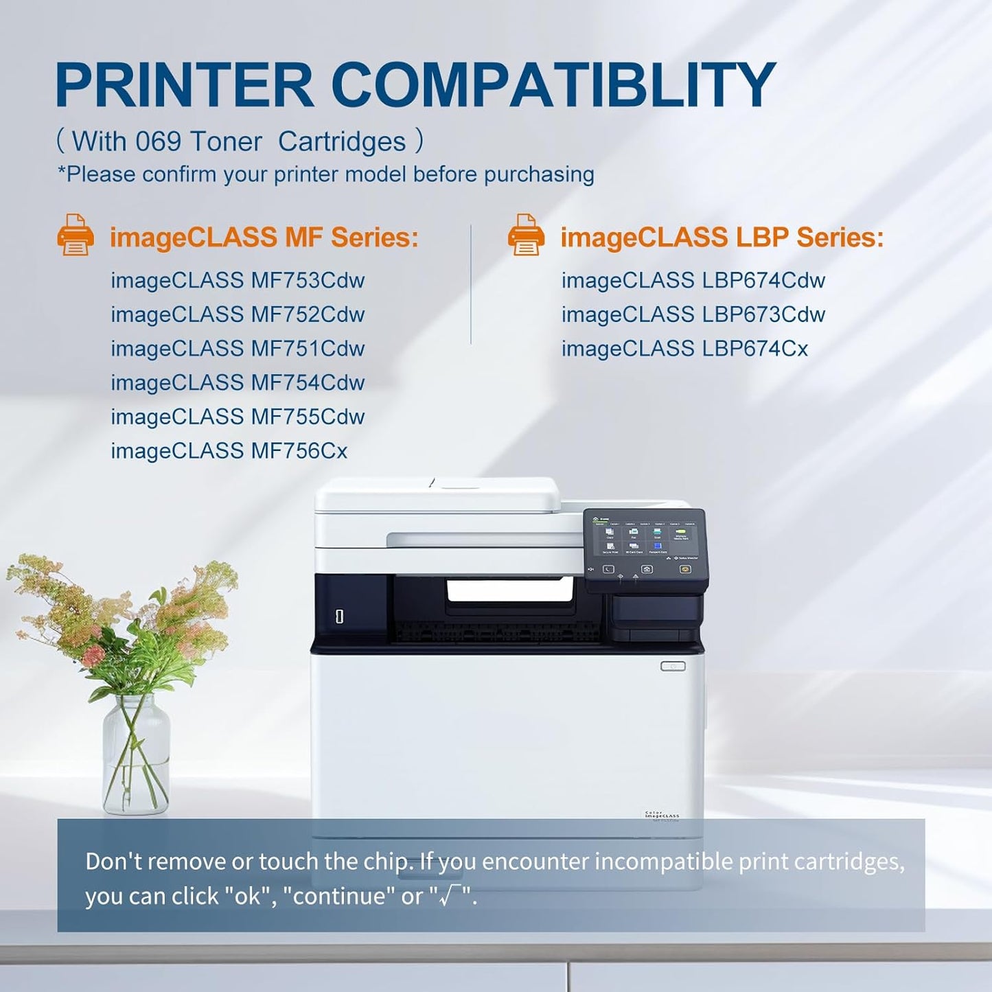 069 Toner Cartridge Set Replacement for Canon 069 Toner Cartridge 4 Pack Works for Canon Color ImageCLASS Mf753cdw MF751Cdw MF752Cdw LBP674Cdw MF752Cdw MF756Cx LBP673Cdw Printer (BK, C, Y, M)