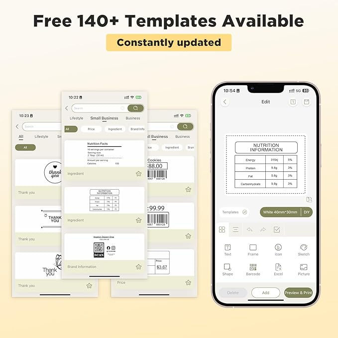 SUPVAN T50M Pro Bluetooth Label Maker Machine with 3 Tapes, Wide Waterproof Label, Versatile App with 40 Fonts and 450+ Icons, Inkless Labeler for Home, Kitchen, School, Office Organization, Black