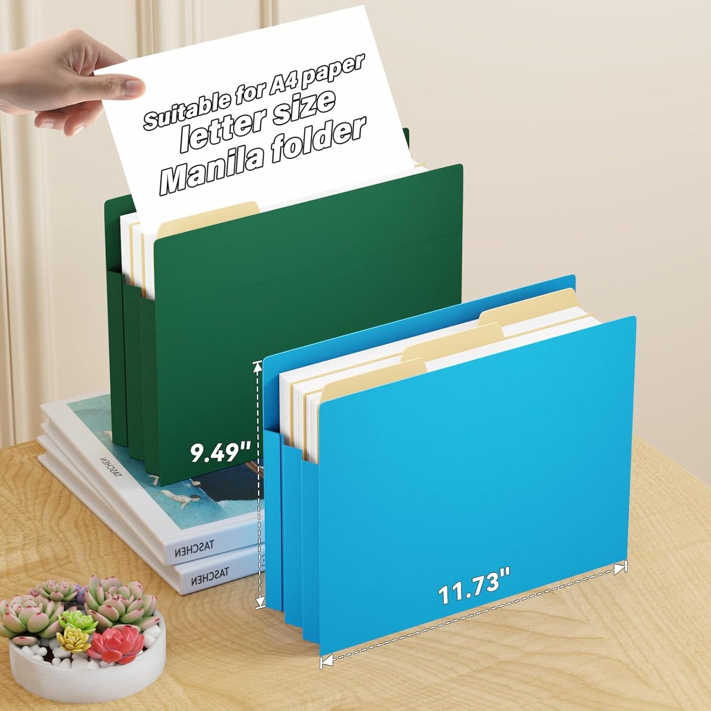 Ansook Plastic 3.5” Expandable File Jackets,6 Pack Large Capacity File Folders,Letter Size File Pockets,Heavy Duty Expanding File Jacket,Straight-Cut Tab for Manila Folder,Assorted Colors File Folders