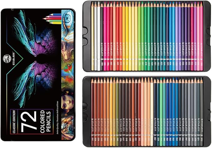 72 Colored Pencils for Adult Coloring Books, Premier Coloring Pencils Set, Quality Oil Based Colored Pencils, Holiday Gifts for Artist Drawing
