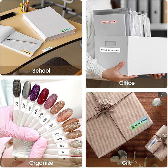 Phomemo Label Maker Machine with Tape, D35 Wireless Bluetooth Labels Maker Portable Mini Label Printer, Easy to Use with Smartphone Small Sticker Labeler Multiple Templates for Home Office organizing